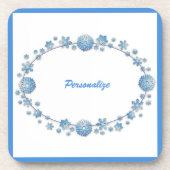 Cute Blue Lijst Girly Personalized Bier Onderzetter (Voorkant)