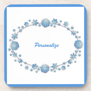 Cute Blue Lijst Girly Personalized Bier Onderzetter