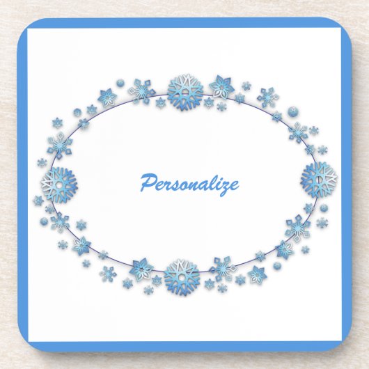 Cute Blue Lijst Girly Personalized Bier Onderzetter (Voorkant)
