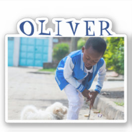 Cute Blue Lijst Name en Photo Kinder Sticker