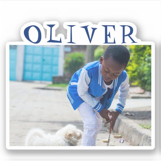 Cute Blue Lijst Name en Photo Kinder Sticker (Voorkant)