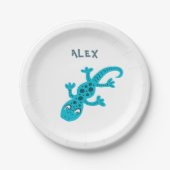 Cute Blue Lizard Gecko Birthday Name Papieren Bordje (Voorkant)