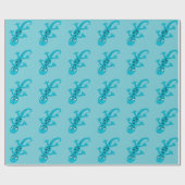 Cute Blue Lizard Gecko Drawing Kinder Cadeaupapier (Vlak)