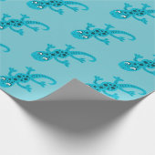 Cute Blue Lizard Gecko Drawing Kinder Cadeaupapier (Hoek)