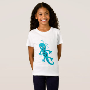 Cute Blue Lizard Gecko Kinder Name T-Shirt