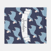 Cute Blue Llamas Custom Name Fleece Deken (Voorkant (Horizontaal))