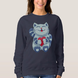 Cute blue love cat trui