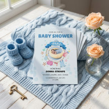 Cute Blue Maan Foto Lint Baby Shower