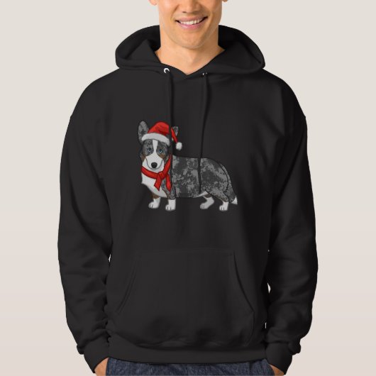 Cute Blue Merle Cardigan Corgi Kerstkerstkerstkers Hoodie (Voorkant)