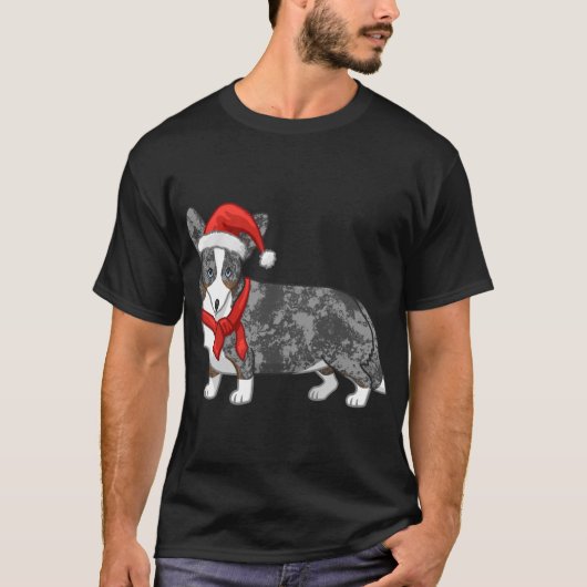 Cute Blue Merle Cardigan Corgi Kerstkerstkerstkers T-shirt (Voorkant)