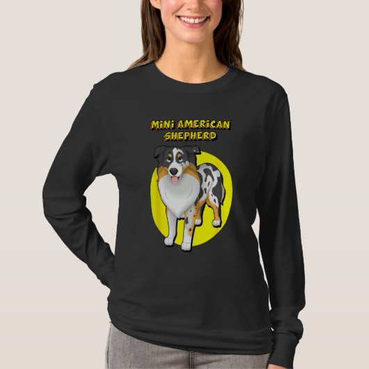 Cute Blue Merle Mini American Shepherd Blue Eyes T-shirt (Voorkant)