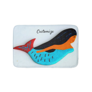 Cute blue mermaid Thunder_Cove Badmat