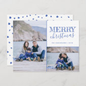 Cute Blue Merry-kerstfotokaart Feestdagenkaart (Voorkant / Achterkant)