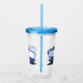 Cute blue modern bus cartoon illustratie acryl drinkbeker (Rechts)