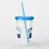 Cute blue modern bus cartoon illustratie acryl drinkbeker (Links)