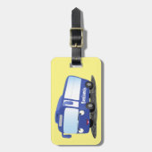 Cute blue modern bus cartoon illustratie bagagelabel (Voorkant verticaal)