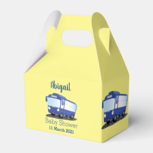 Cute blue modern bus cartoon illustratie bedankdoosjes