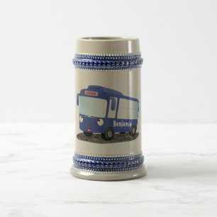 Cute blue modern bus cartoon illustratie bierpul