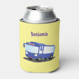 Cute blue modern bus cartoon illustratie blikjeskoeler