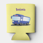 Cute blue modern bus cartoon illustratie blikjeskoeler (Achterkant)