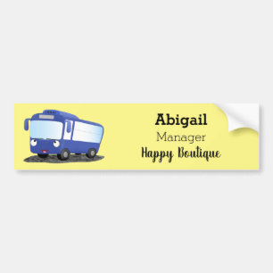 Cute blue modern bus cartoon illustratie bumpersticker