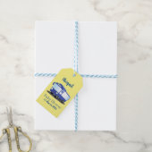 Cute blue modern bus cartoon illustratie cadeaulabel (Met Touw)