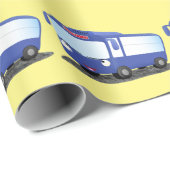 Cute blue modern bus cartoon illustratie cadeaupapier (Rol Hoek)