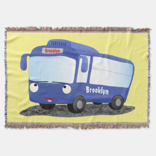 Cute blue modern bus cartoon illustratie deken