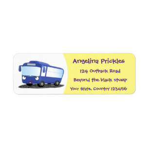 Cute blue modern bus cartoon illustratie etiket