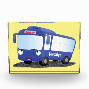 Cute blue modern bus cartoon illustratie fotoblokken