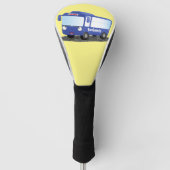 Cute blue modern bus cartoon illustratie golfheadcover (Voorkant)