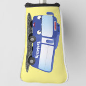 Cute blue modern bus cartoon illustratie golfheadcover (Draai 90)