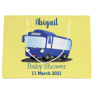 Cute blue modern bus cartoon illustratie groot cadeauzakje