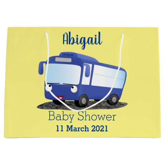 Cute blue modern bus cartoon illustratie groot cadeauzakje (Voorkant)