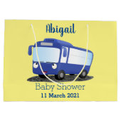 Cute blue modern bus cartoon illustratie groot cadeauzakje (Achterkant)
