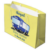 Cute blue modern bus cartoon illustratie groot cadeauzakje (Achterkant Gekanteld)