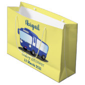 Cute blue modern bus cartoon illustratie groot cadeauzakje (Voorkant Gekanteld)