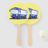 Cute blue modern bus cartoon illustratie handwaaier (Voorkant en achterkant)