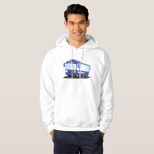 Cute blue modern bus cartoon illustratie hoodie (Voorkant volledig)