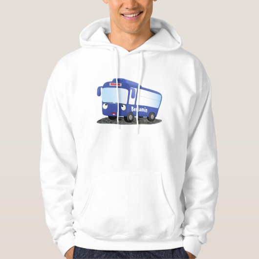Cute blue modern bus cartoon illustratie hoodie (Voorkant)