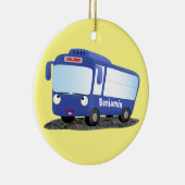 Cute blue modern bus cartoon illustratie keramisch ornament (Rechts)