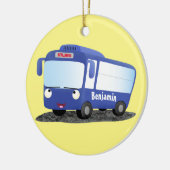 Cute blue modern bus cartoon illustratie keramisch ornament (Links)