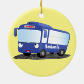 Cute blue modern bus cartoon illustratie keramisch ornament (Achterkant)