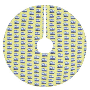 Cute blue modern bus cartoon illustratie kerstboom rok