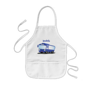 Cute blue modern bus cartoon illustratie kinder schort