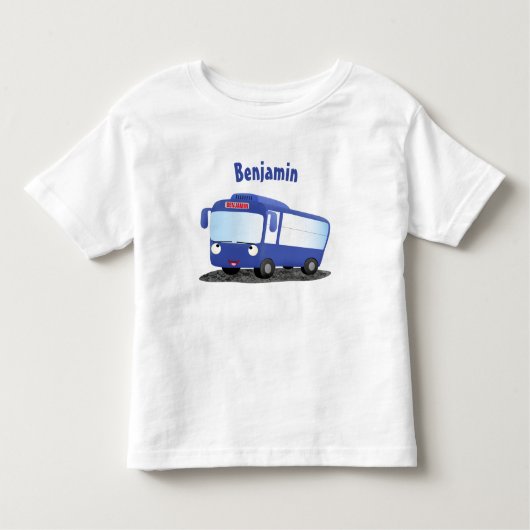 Cute blue modern bus cartoon illustratie kinder shirts (Voorkant)