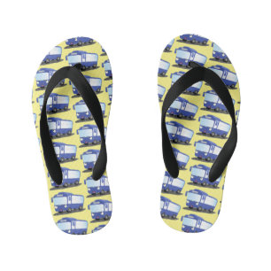 Cute blue modern bus cartoon illustratie kinder teenslippers