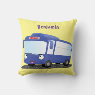 Cute blue modern bus cartoon illustratie kussen