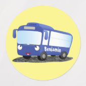 Cute blue modern bus cartoon illustratie labels (Design 1)