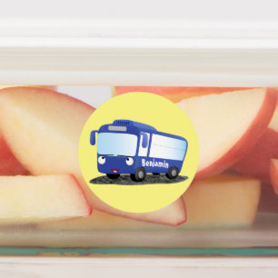 Cute blue modern bus cartoon illustratie labels